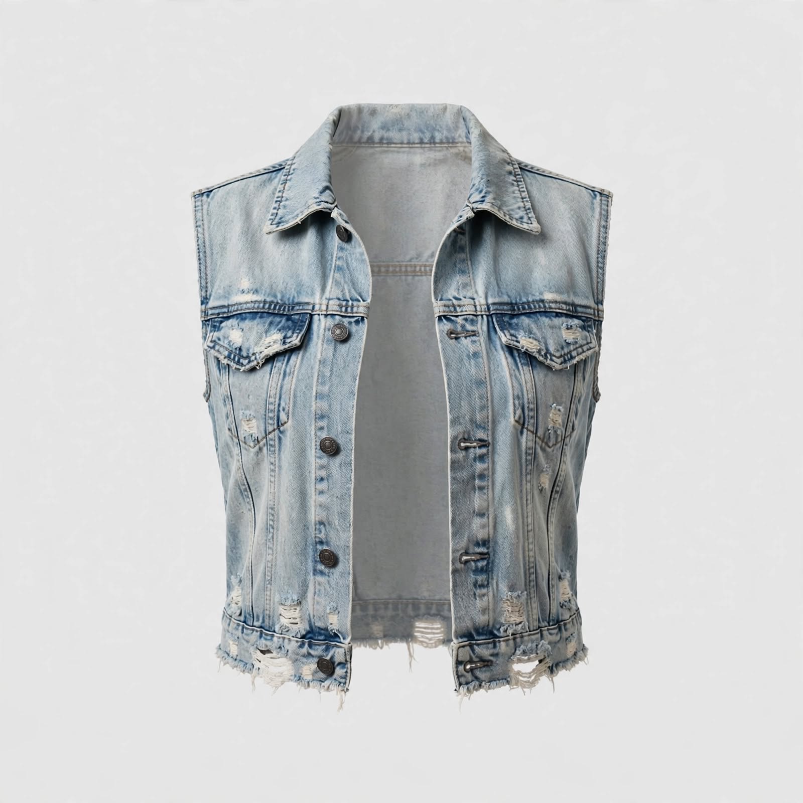 Polo Collar Denim Vest – Classic Black Selvedge